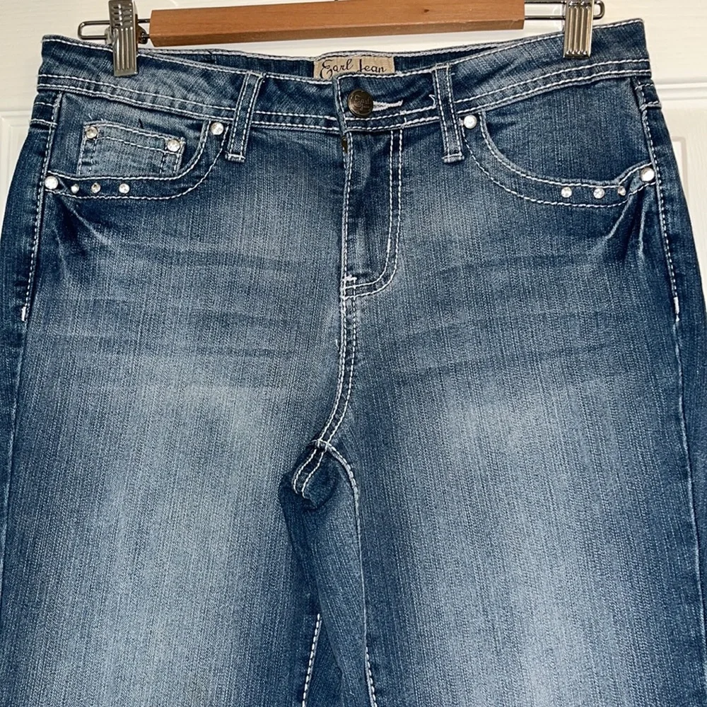 Earl Women’s Mid Rise Medium Wash Embellished‎ Bootcut Jeans Sz 6 Western Bling